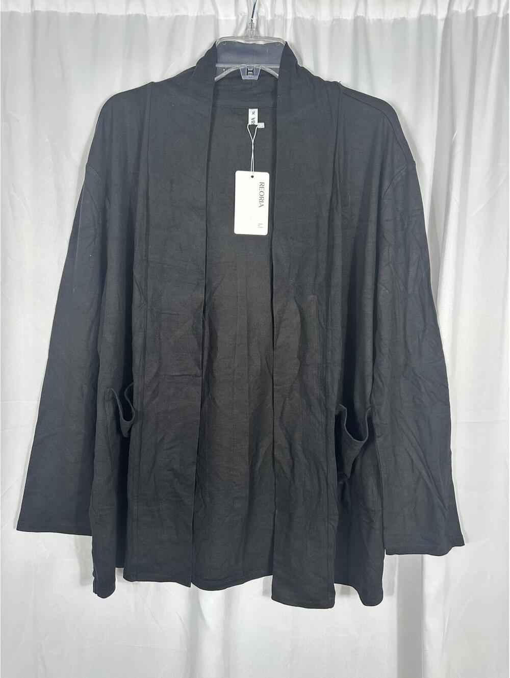 Reoria Black Open Front Cardigan XL